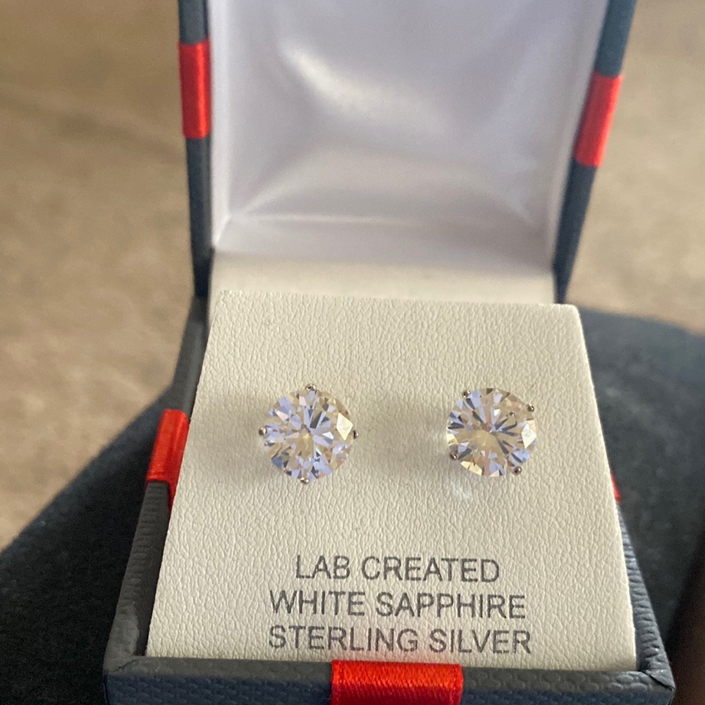 Lab Created White Sapphire Studs